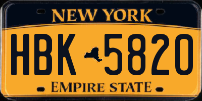 NY license plate HBK5820