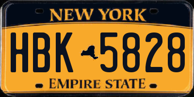 NY license plate HBK5828