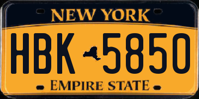 NY license plate HBK5850