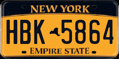 NY license plate HBK5864