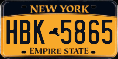 NY license plate HBK5865