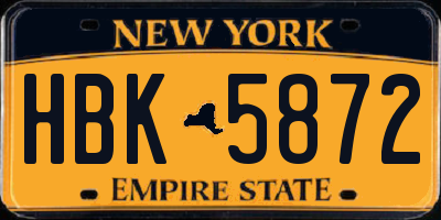 NY license plate HBK5872