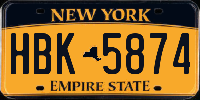 NY license plate HBK5874