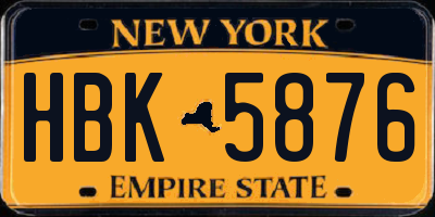 NY license plate HBK5876
