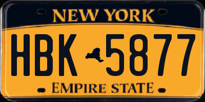 NY license plate HBK5877