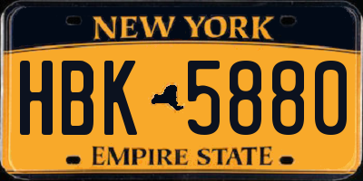 NY license plate HBK5880