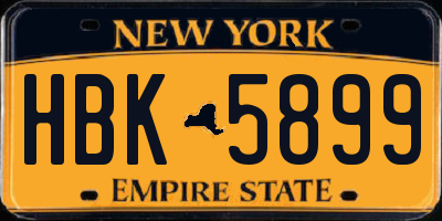 NY license plate HBK5899