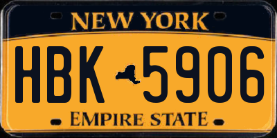 NY license plate HBK5906