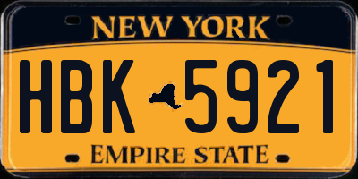 NY license plate HBK5921