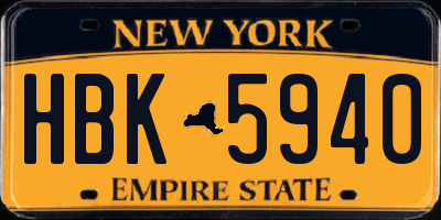 NY license plate HBK5940