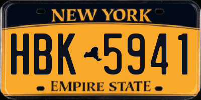 NY license plate HBK5941