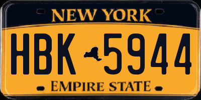 NY license plate HBK5944