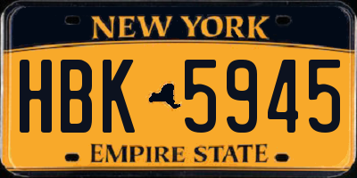 NY license plate HBK5945