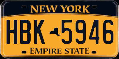 NY license plate HBK5946