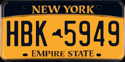 NY license plate HBK5949