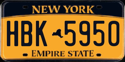 NY license plate HBK5950