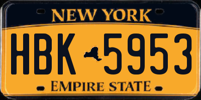 NY license plate HBK5953
