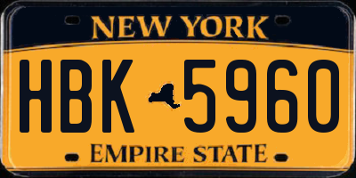 NY license plate HBK5960
