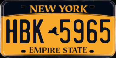 NY license plate HBK5965