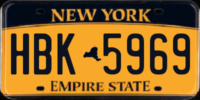 NY license plate HBK5969