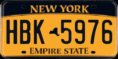NY license plate HBK5976