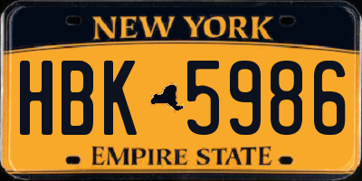 NY license plate HBK5986