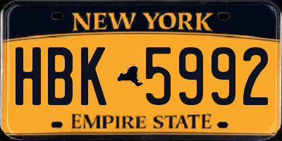 NY license plate HBK5992
