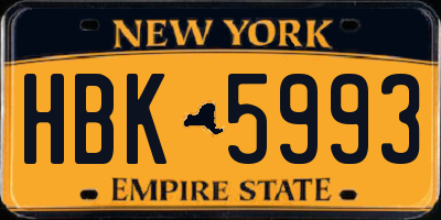 NY license plate HBK5993