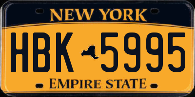 NY license plate HBK5995