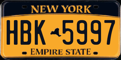 NY license plate HBK5997