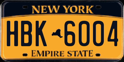 NY license plate HBK6004