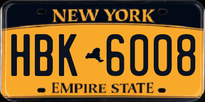 NY license plate HBK6008