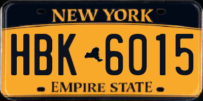 NY license plate HBK6015