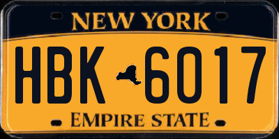 NY license plate HBK6017