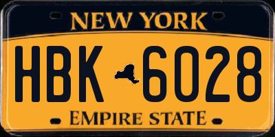 NY license plate HBK6028