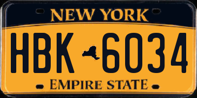 NY license plate HBK6034
