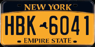 NY license plate HBK6041