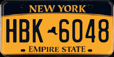 NY license plate HBK6048