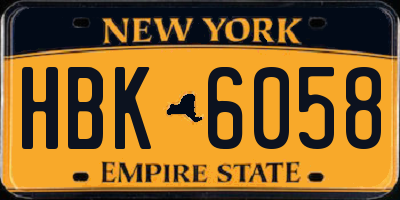 NY license plate HBK6058