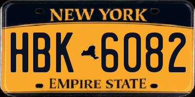 NY license plate HBK6082