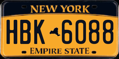 NY license plate HBK6088
