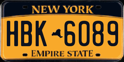 NY license plate HBK6089
