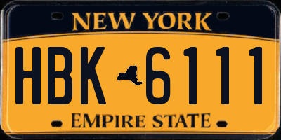 NY license plate HBK6111