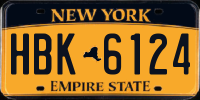 NY license plate HBK6124