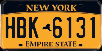 NY license plate HBK6131