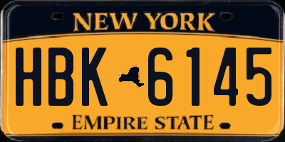 NY license plate HBK6145
