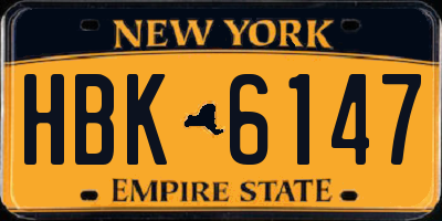 NY license plate HBK6147