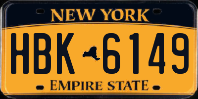 NY license plate HBK6149