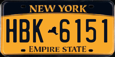 NY license plate HBK6151