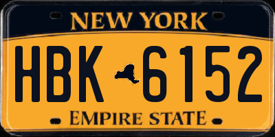 NY license plate HBK6152